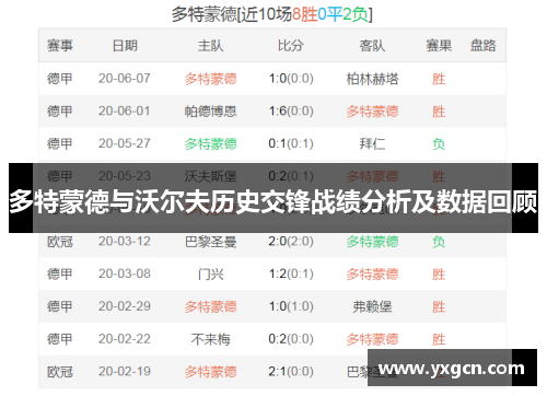 多特蒙德与沃尔夫历史交锋战绩分析及数据回顾